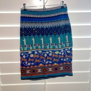 Anthropologie Knit Printed Skirt